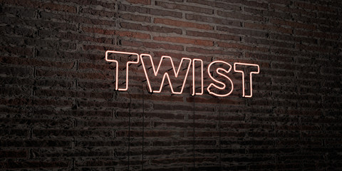 TWIST -Realistic Neon Sign on Brick Wall background - 3D rendered royalty free stock image. Can be used for online banner ads and direct mailers..