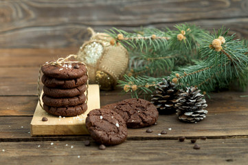 Christmas chocolate cookies with  chips