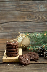 Christmas chocolate cookies with  chips