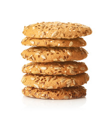 Cereal cookies on white background