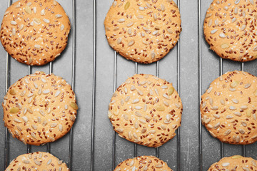 Cereal cookies on baking rack