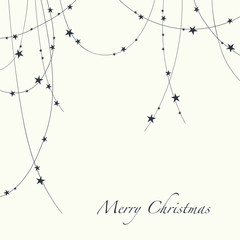 The design of the cards. Garland with stars of varying size at the top of the card. At the bottom of the card the phrase Merry Christmas.