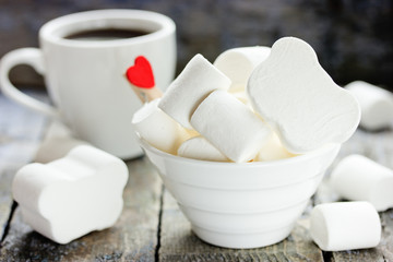 Coffee with white marshmallow