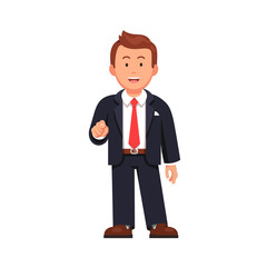 Business man pointing with index finger at viewer