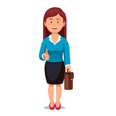 Standing business woman offering handshake