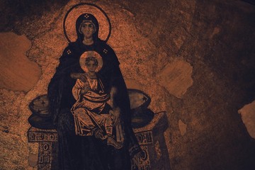 Meryem oğlu İsa Peygamber mozaik yapıt - Ayasofya 