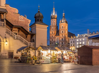 Fototapeta Krakow, Poland, Christmat fairs on main market square obraz