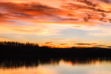 Fototapeta na wymiar Sunset over river Danube