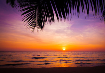 Naklejka na ściany i meble sunset landscape. beach sunset. sunset on the beach