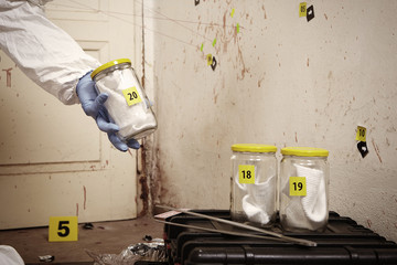 Crime scene investigation - working on odor traces by criminologist