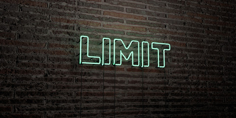 LIMIT -Realistic Neon Sign on Brick Wall background - 3D rendered royalty free stock image. Can be used for online banner ads and direct mailers.. - obrazy, fototapety, plakaty
