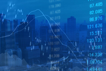 ビジネスイメージ　グラフとオフィス街　