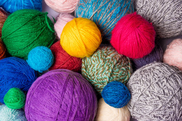 Yarn for knitting. colorful wool yarn balls