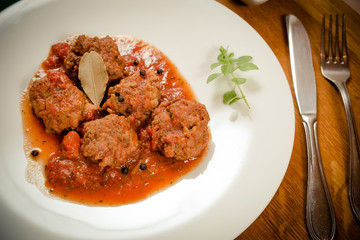 Traditional marinade meatballs on a plate