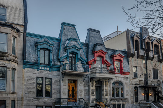 Colorful Victorian Houses in Square Saint Louis - Montreal, Quebec, Canada