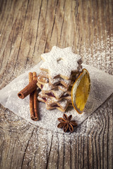Shortbread cookies with cinnamon, anise and dried orange
