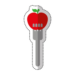 fork with apple fresh fruit icon vector illustration design