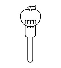 fork with apple fresh fruit icon vector illustration design