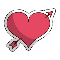 heart love drawing with arrow icon vector illustration design