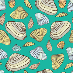 Sea Shell. Seamless pattern.