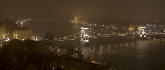 Fototapeta na wymiar Budapest in the night, the Parliament and the Danube