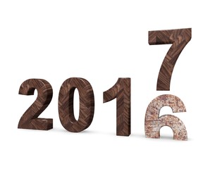 3d illustration of 2017 New Year concept isolated on white background