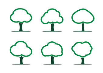 Set of Green Trees. Vector Illustration.
