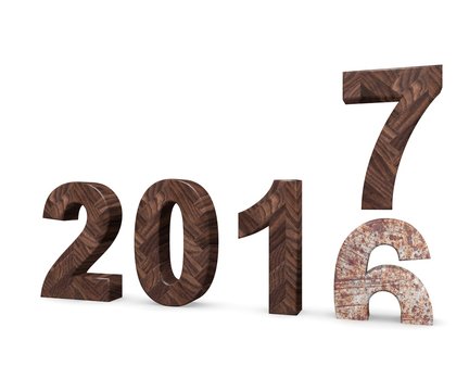 3d illustration of 2017 New Year concept isolated on white background