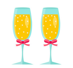 Glasses of champagne icon, flat design. Isolated on white background. Vector illustration, clip art