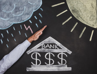 Bank drawing on a blackboard