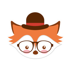 cute fox character icon vector illustration design