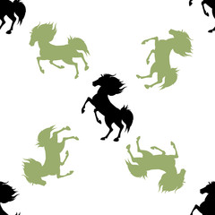 Seamless pattern with horses. Vector illustration