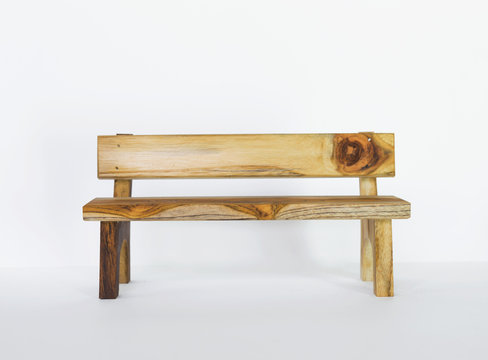 Wooden Bench On White Background, Beautiful Wood Texture Chair