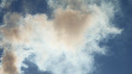 Fototapeta na wymiar white smoke against a blue cloud sky sunlight landscape nature