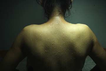 Sweat on body of woman ,exercise, Health Concept