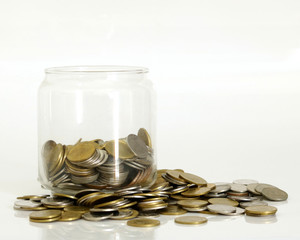 Coins in a glass jar