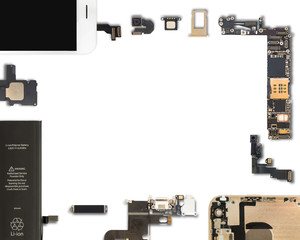 Smartphone components isolate on white