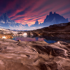 3d Created and Rendered Fantasy Alien Planet - Illustration