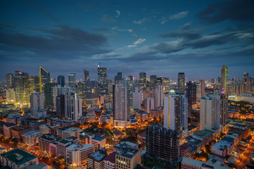 Manila city skyline nightview - obrazy, fototapety, plakaty