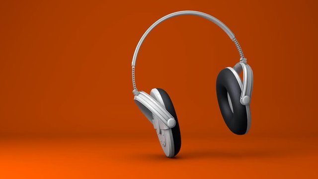 Dancing Headphones with an Orange Background