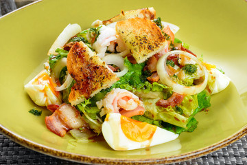 Korean salad with egg and seafood