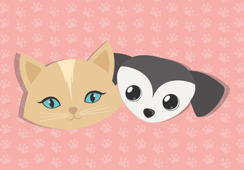 dog and cat pet related icon image vector illustration design 