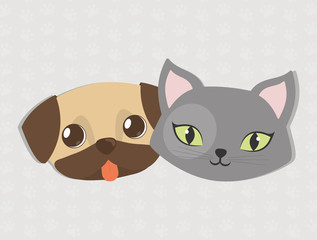 dog and cat pet related icon image vector illustration design 
