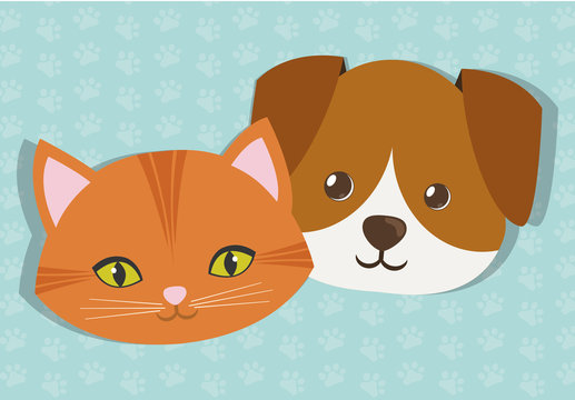 dog and cat pet related icon image vector illustration design 