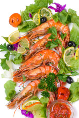 Salad with King prawns