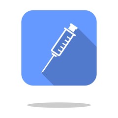 Syringe icon flat square logo vector