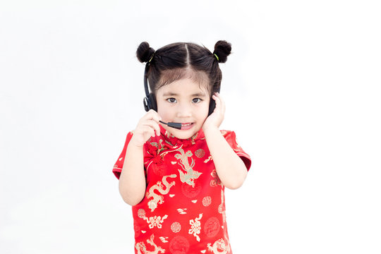 chiness girl with cheongsam call center