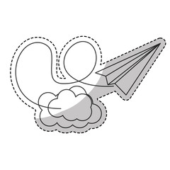 paper plane and cloud icon over white background. vector illustration