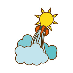 bulb light launching icon over white background. start-up concept. colorful design. vector illustration