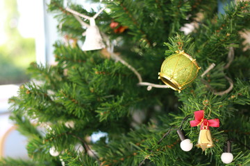 Christmas tree decorations in cafe